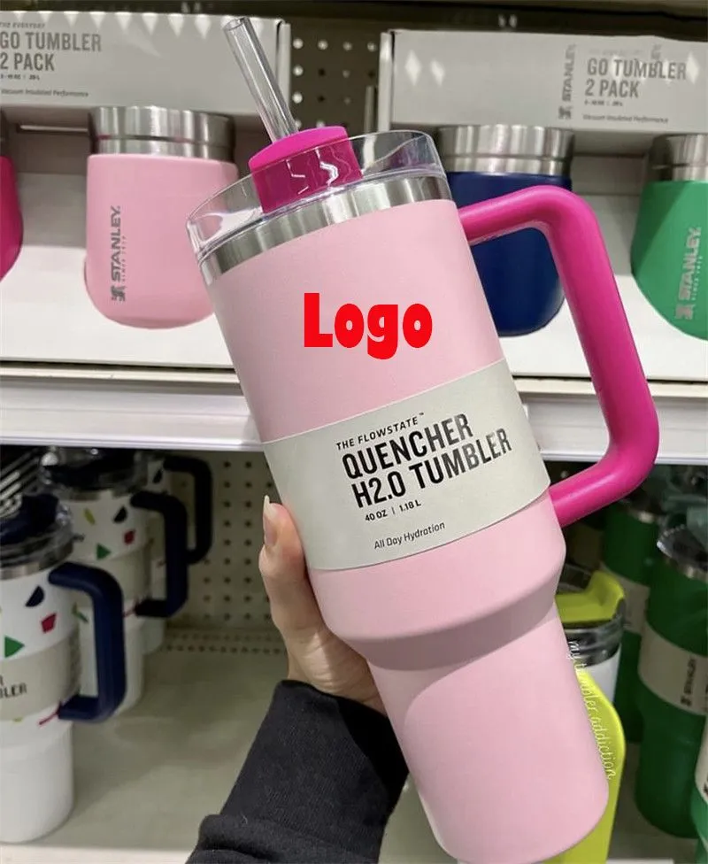 The Quencher H2.0 40oz Mugs Cosmo Pink Parade Target Red Tumblers Isolated Car Cups Rostfritt stål Kaffe Terminos Barbie Pink Tumbler Valentine's Day Gift US Stock2.5