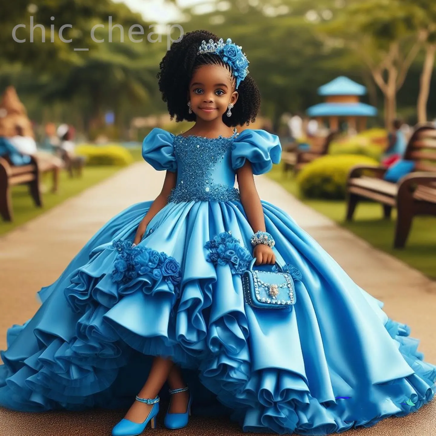 Fashionable Satin lower Girl Dresses With Flowers Fashionable Satin lower Girl Dresses With Flowers