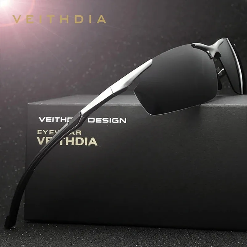 VEITHDIA Märkesdesigner Mens Solglasögon Aluminium Magnesium Polariserad UV400 Sun Glasögon Cykling Sport Male Outdoor Eyewear 6592 240201