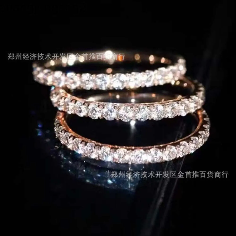 Designer Tiffanyjewelry Tiffanybracelet T Family 925 Sterling Silver High Carbon Full Fragmentered Diamond Row Diamond Ring for Men and Women Light Luxury Ring
