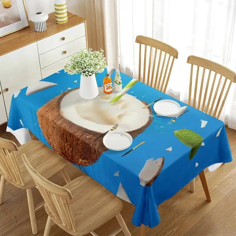 Nappe de table bleue imprimée en 3D, rectangulaire, pour salle à manger, café, cuisine, pique-nique, voyage, décoration de fête