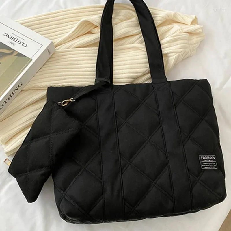 Shopping Bags High-Quality Women Handbags Nylon Tote Reusable Cotton Grocery High Capacity Solid Colour Bag