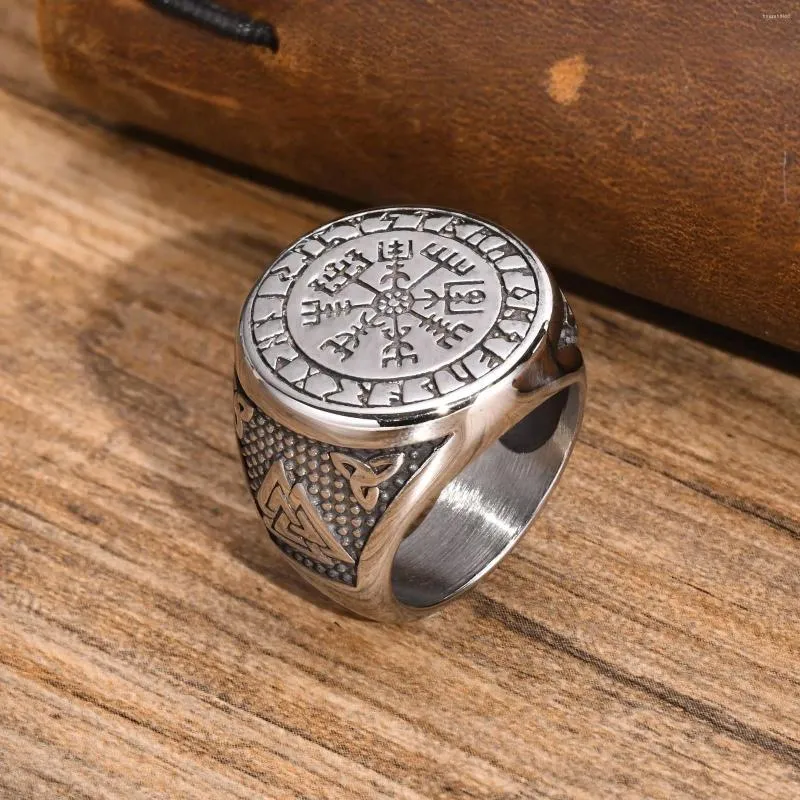 Clusterringen Punk Viking Vegvisir Piraatkompas voor mannen Waterdicht roestvrij staal Vintage Noorse Keltische symbool Vingersieraden