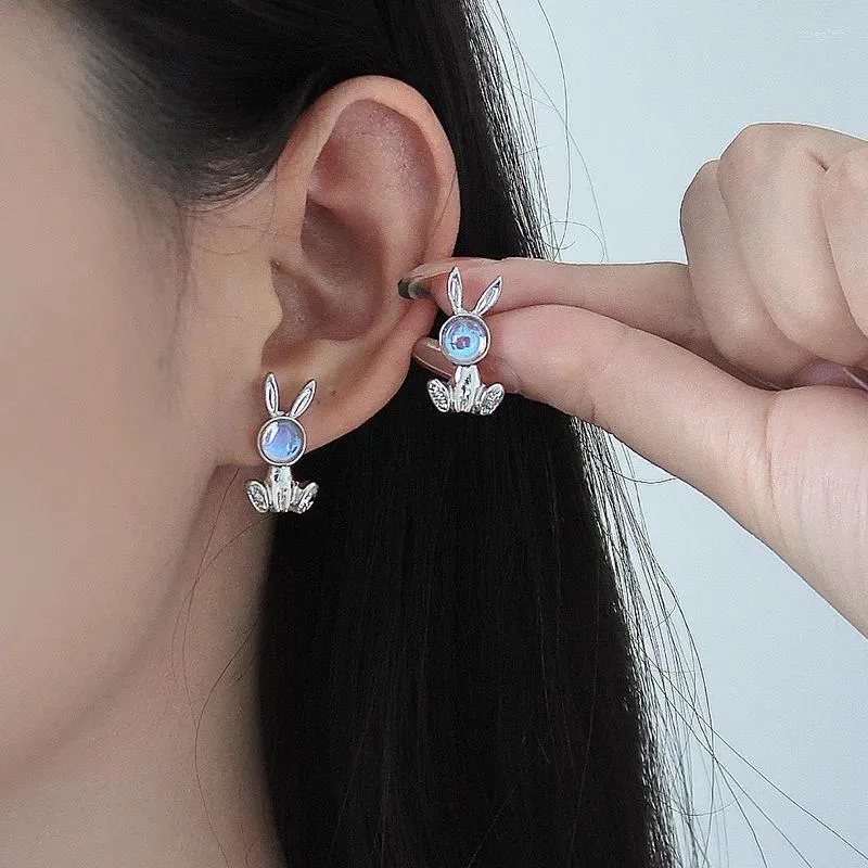 Pendientes de tuerca de ópalo a la moda coreana para mujer y niña, joyería de regalo de cumpleaños con perlas de diamantes de imitación y animales bonitos