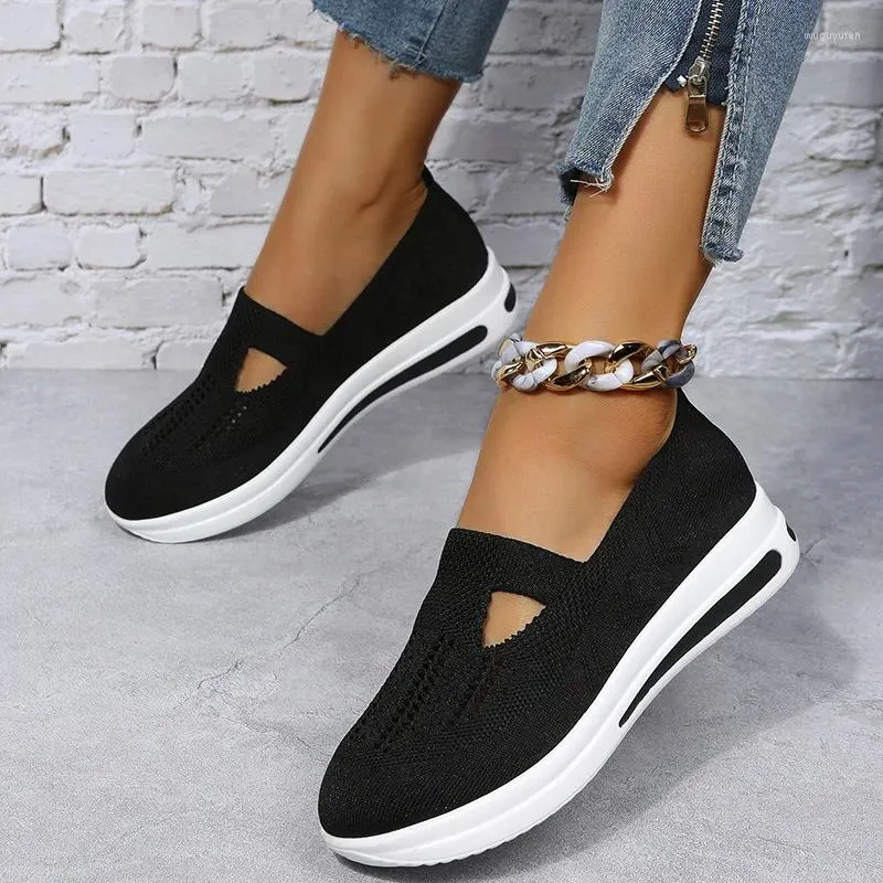 Zapatos de vestir Moda Mujer Tacón de cuña Zapatillas de deporte de malla Vulcanizado Casual Mujer Atlético Fintess Tenis Zapato transpirable Verano