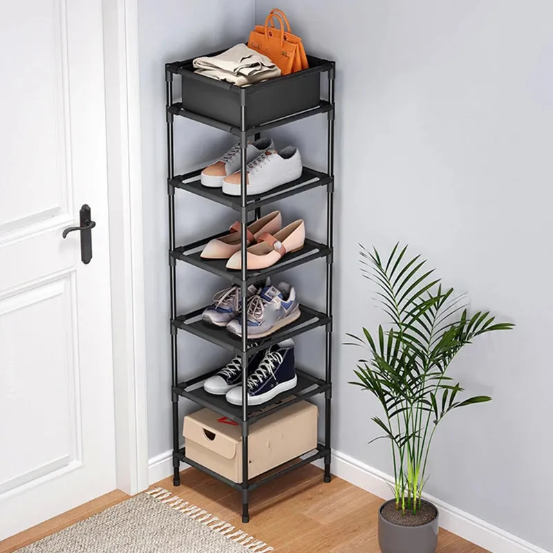 Stackbar sko arrangör Multi-Layer Shoe Rack Hållbara skor Förvaringshylla Box Hem Space Saving Entry Door Shoe Cabinet 240131