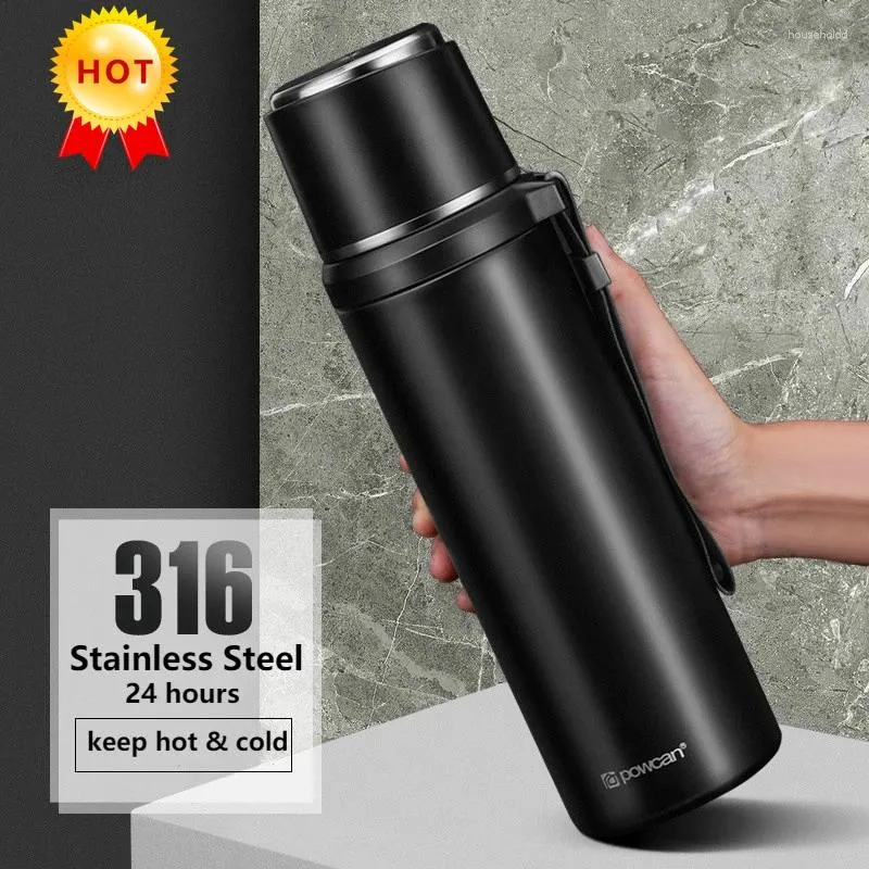 Water Bottles 1000ml Thermos Bottle Coffee Cup Double Stainless Steel Vacuum Flask Portable For Office Travel Hiking Cycling