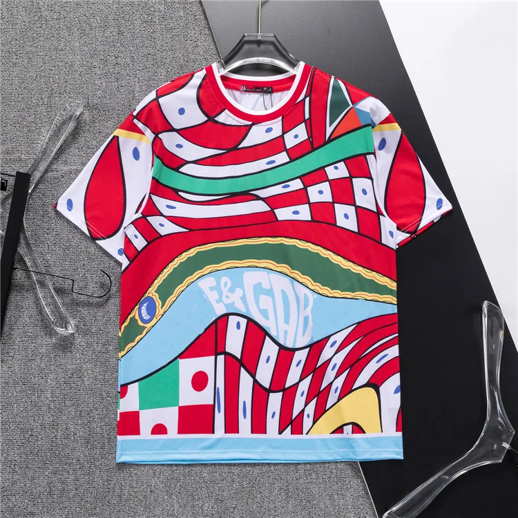 Designer fashion T-shirt chest printed letter fashion brand short sleeve high street loose oversized casual T-shirt pure cotton top mens and womens sports tees
