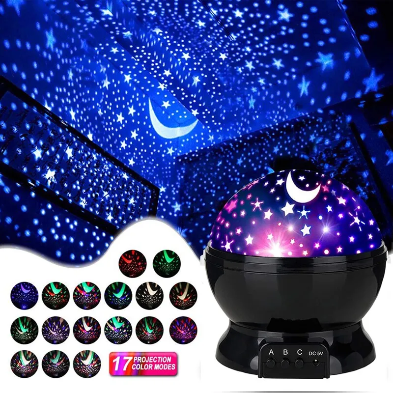 Starry Projector Night Light Rotating Sky Moon Lamp Galaxy Lamps Home Bedroom Decoration Starlight Christmas Lights for Kids Gift