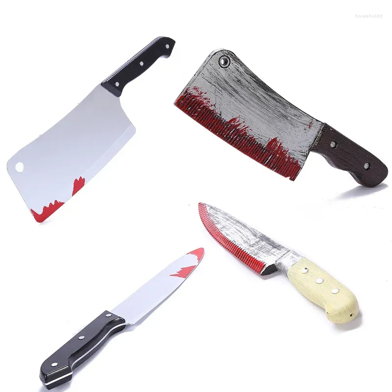 Décoration de fête 30cm faux couteau tranchant sanglant pour Halloween bricolage accessoires de Cosplay décor Simulation fournitures de cuisine en plastique