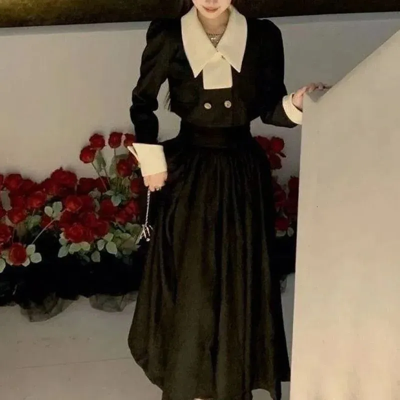 UNXX комплект из 2 предметов, элегантная шикарная юбка-миди, женская вечерняя юбка с длинными рукавами в Корейском стиле, модная стильная одежда на день рождения 240202