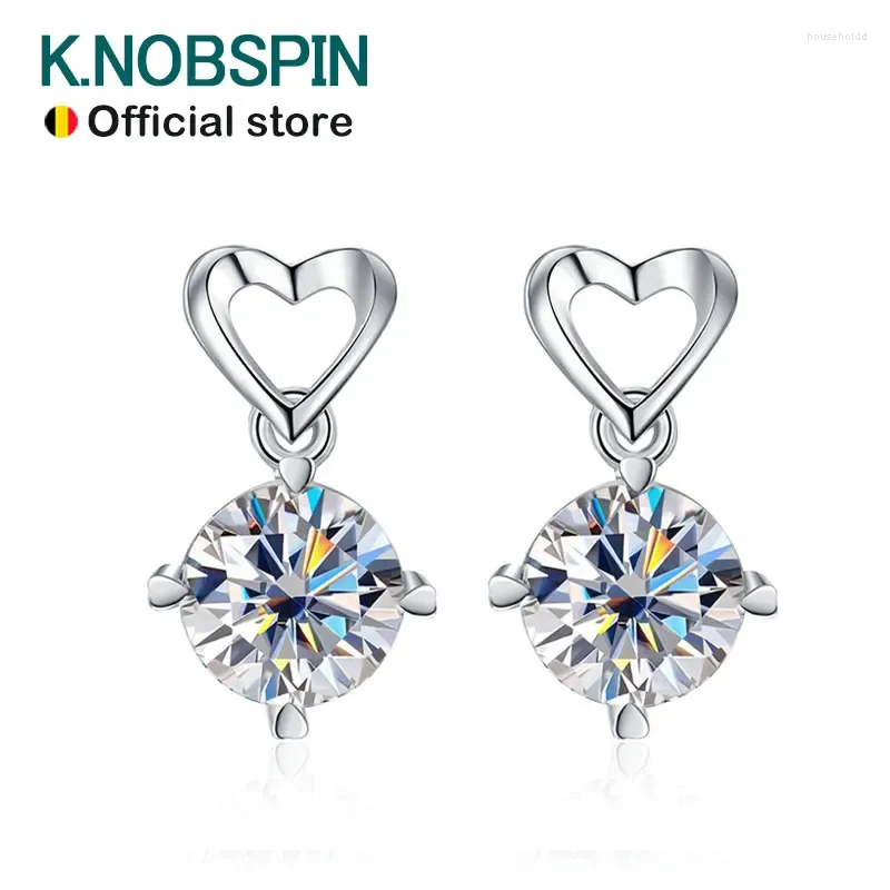 Studörhängen knoppspin 1ct D VVS Rund Moissanite Pendant Earring for Women 4 Prong Trendy Engagement Wedding GRA Certified 925 Sliver