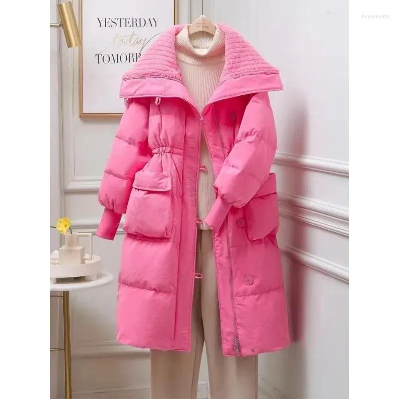 Damen-Trenchcoats, hochwertiger Winter-Luxus, übergroßer langer Parka, Puffer-Bomberjacke, winddicht, mit Baumwolle gefüttert, verdickt, warm