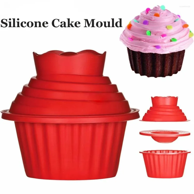 Pişirme kalıpları 3pcs/set bulaşık makinesi güvenli dev cupcake kalıp yapışmaz büyük kek silikon kalıp diy fikri kolay dekorasyon için fırın aletleri