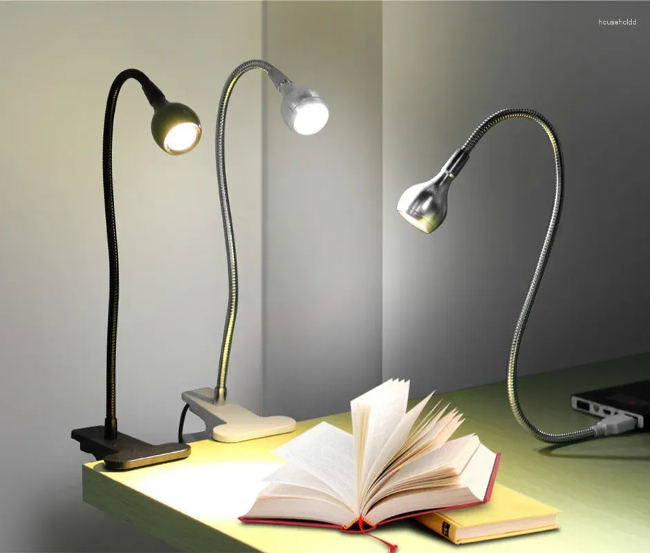 Luci notturne Alimentazione USB Lettura flessibile Luce a LED Clip-on accanto alla scrivania del letto per la lampada da tavolo da viaggio della camera da letto della sala studio