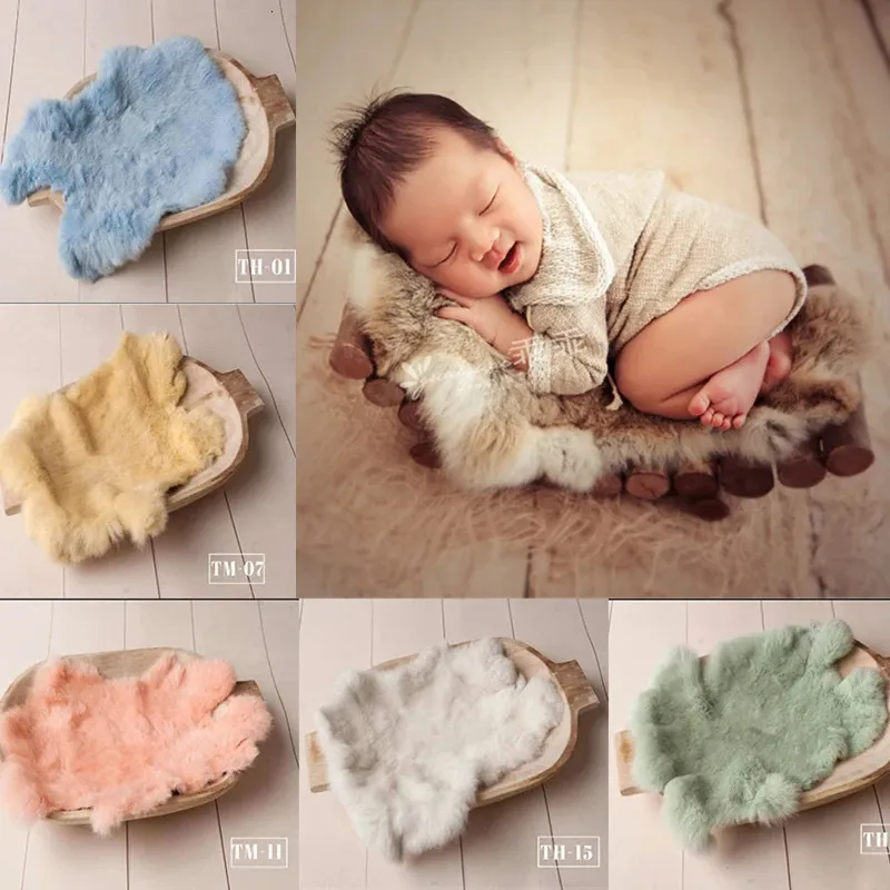 Born Pography Acessórios Po Props s Fur Rug Studio Poshoot Backdrop Mat Flokati Rabbit Wrap 240125