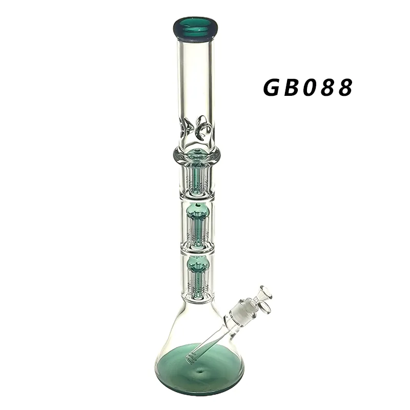 Bong/aparejo/burbujeador de cristal para cachimba Altura: 20 pulgadas con Perc, vástago inferior y recipiente de vidrio GB088