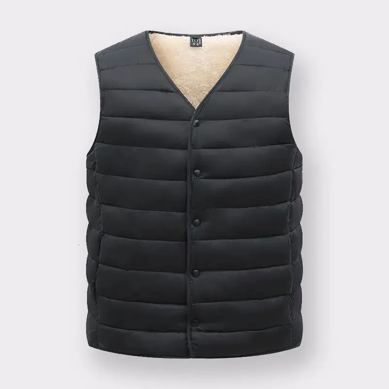 Hommes décontracté polaire gilet hiver épais laine d'agneau de haute qualité simple boutonnage vestes solide épaississement plus chaud gilet sans manches 240118