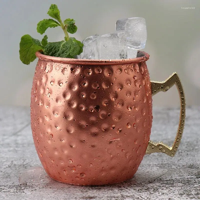 Canecas de aço Moscow Mule Caneca Banhada Cerveja Copo de Vinho Coquetel com Alça