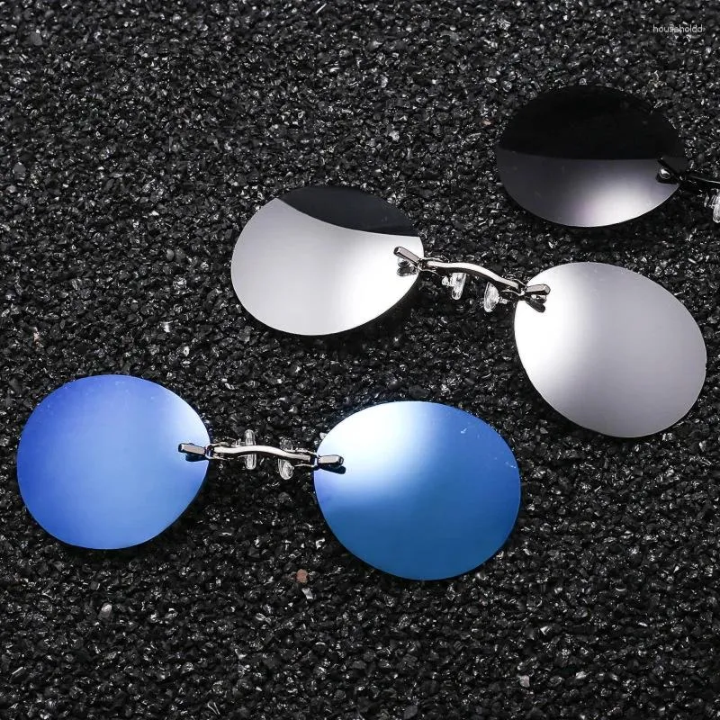 Солнцезащитные очки 2024, классические круглые очки на клипсе Matrix Morpheus Movie, без оправы для мужчин