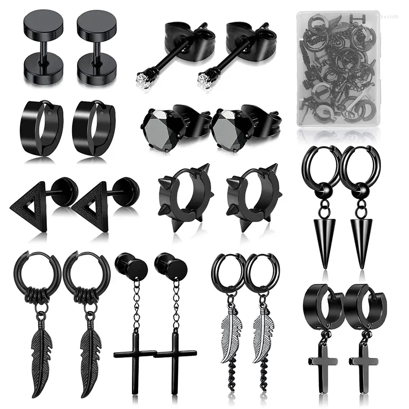 Boucles d'oreilles Punk en acier inoxydable noir, ensemble pour hommes et femmes, Vintage Hip Hop, Piercing, accessoires bijoux d'oreille, 1/11 paires