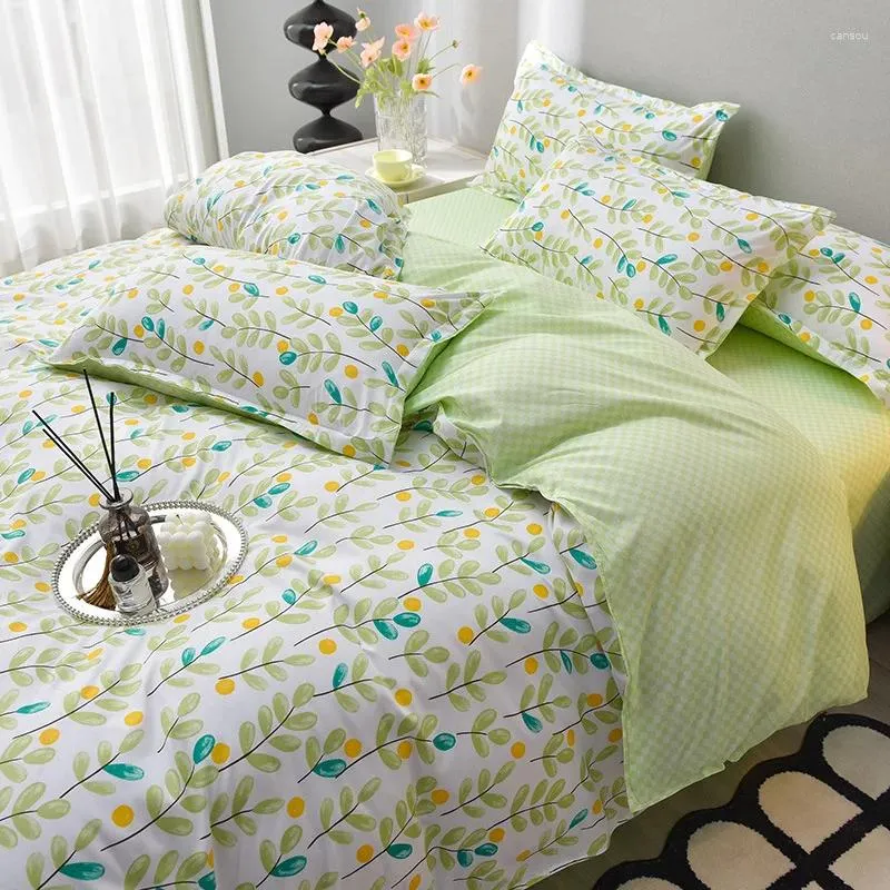 Set biancheria da letto Set 3 pezzi delicato sulla pelle spazzolato ispessito Lenzuolo e trapunta piccola primavera/estate da 4 pezzi