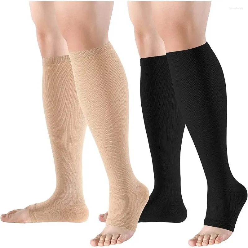 Men's Socks Medical Calf Compression Stockings Varicose Veins Shaping Graduated Pressure Elastic Open Toe Knee High 2024