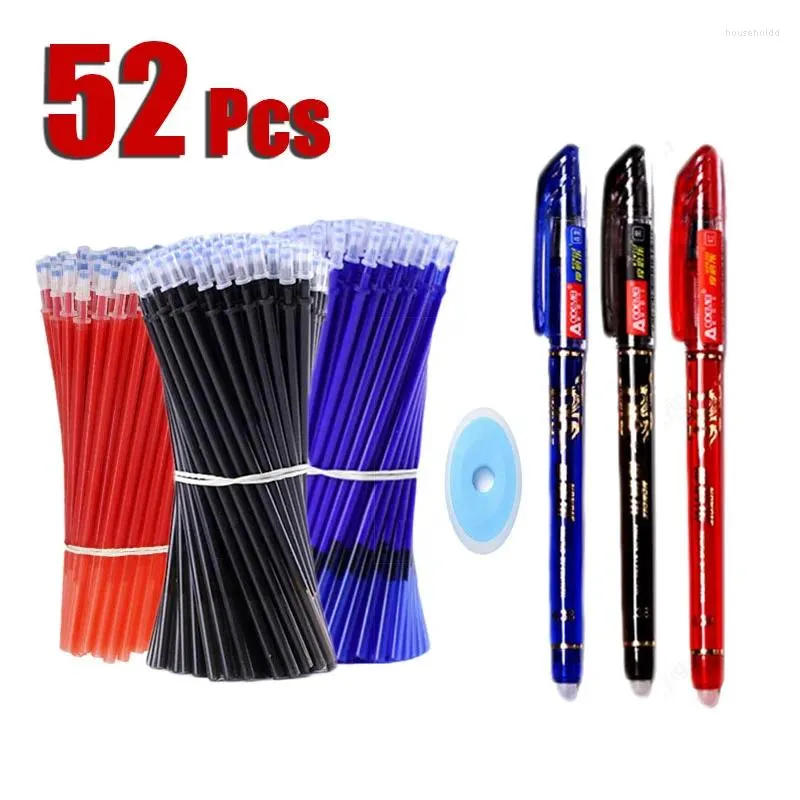 Stylos à Gel effaçables, 2 stylos, 50 recharges, tige de 0.5mm, poignée lavable, fournitures scolaires et de bureau, papeterie Kawaii, crayon mignon