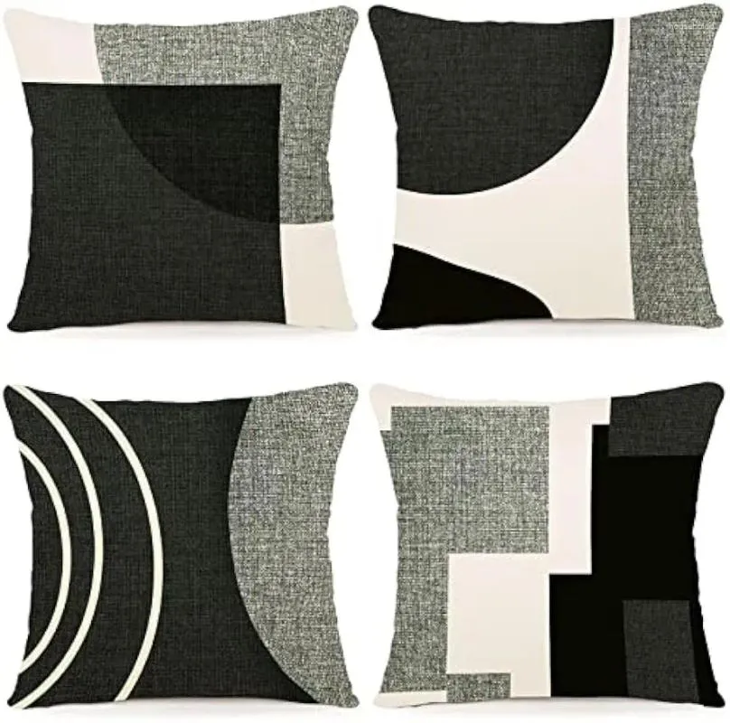 Pillow Black Geometric Pattern Case Home Decor Suitable For Office Sofa Living Room Garden Car Cover