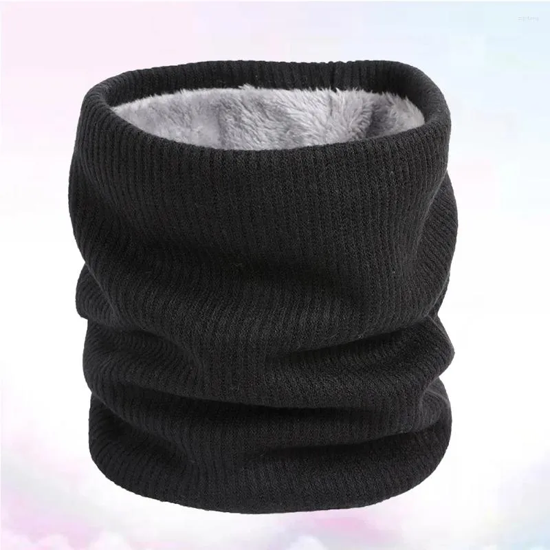 Bandanas Cold Scarf Winter Creative Double-Layer Windproof Neck Warmer Circle Collar (Black)
