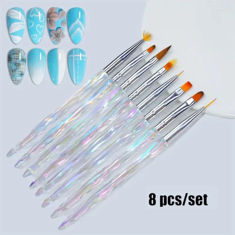 Kit per nail art Pennelli Set da 8 pezzi Pennello per linea di disegno colorato Pennello per strumenti in filo metallico