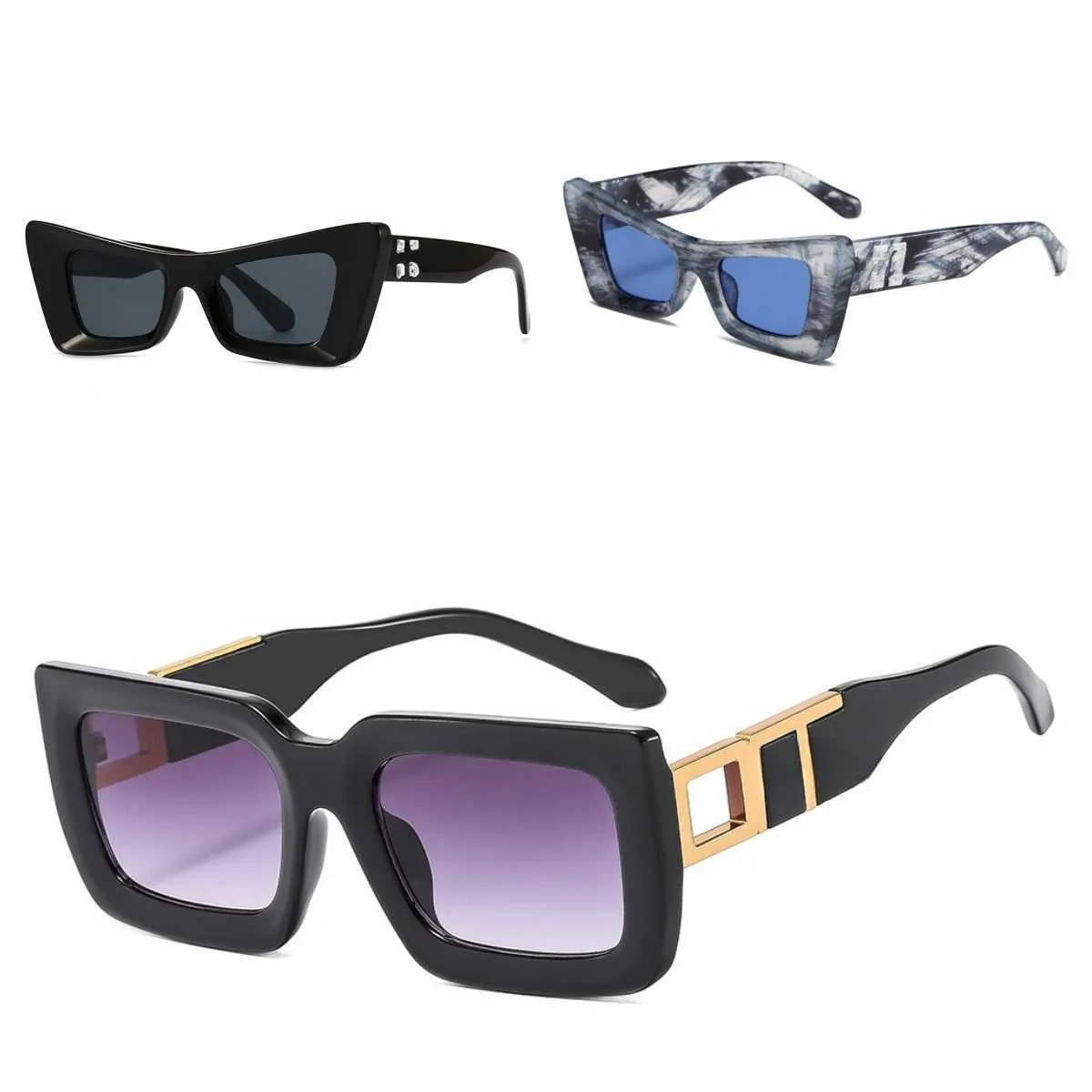 Дизайнерские солнцезащитные очки для мужчин и женщин. Новые солнцезащитные очки модного бренда. Летние супертолстые квадратные оправы с широкими дужками. Классические металлические стрелки. Женские очки для отпуска.