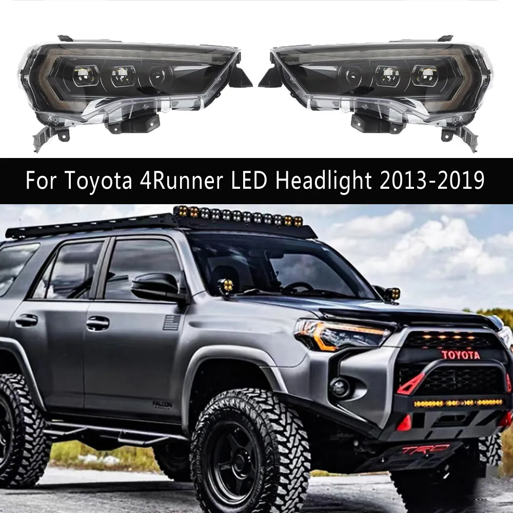 Front Lamp Streamer Turn Signal Daytime Running Light For Toyota 4Runner LED Headlight Assembly 13-19 High Beam Angel Eye Projector Lens