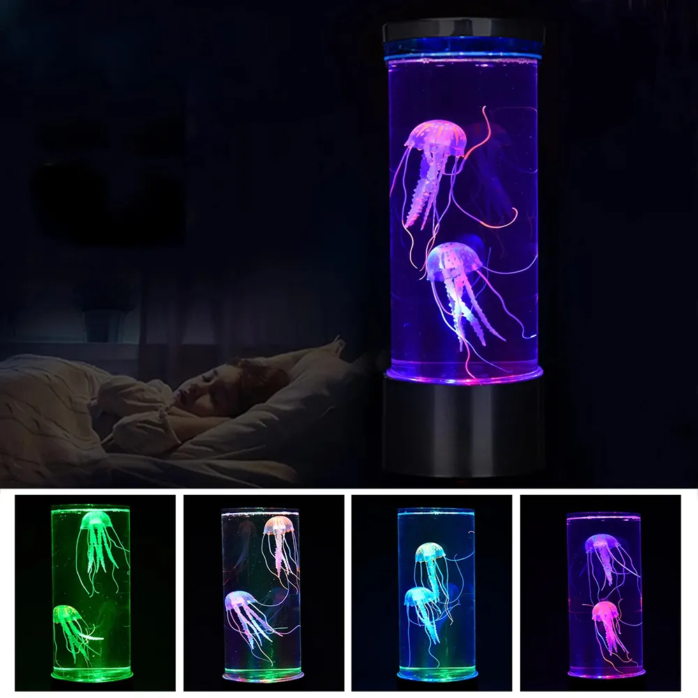 Novelty Lighting Color Changing Jellyfish Lamp Usb/Battery Powered Table Night Light Children'S Gift Home Bedroom Decor Boys Girls Birthday Gifts