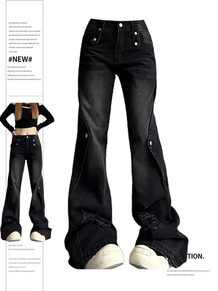 DHgate.com:Y2K Baggy Flare Jeans - Oversized Black Denim DHgate.com:Y2K Baggy Flare Jeans - Oversized Black Denim
