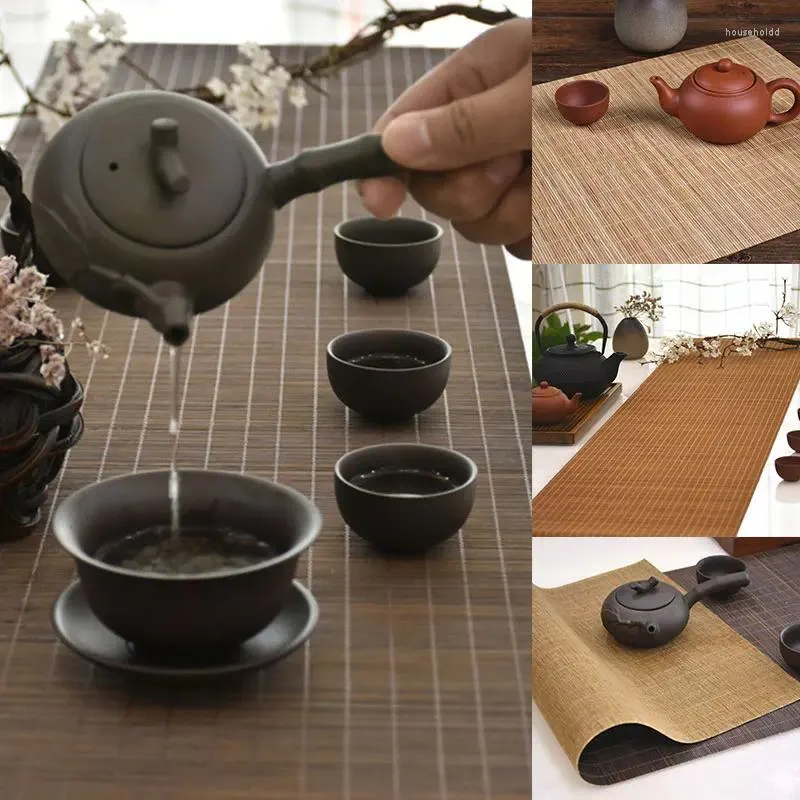 Masa Paspasları Doğal Bambu Çay Runner Ev Dekoratif Perdeler Placemat Yalıtım Pad Kung Fu Tören Aksesuarları