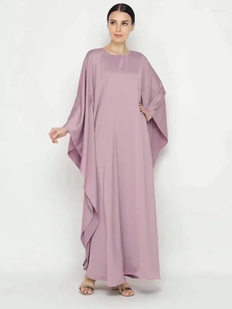 Ropa étnica Abayas para mujeres musulmanas Sólido Modesto Maxi Tamaño Batwing Manga Arabia Vestidos Islámico Marroquí Africano Oración Kaftan