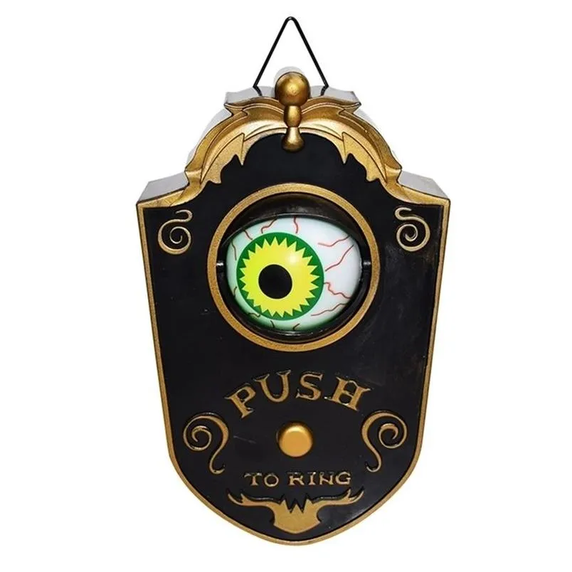 Party Decoration 1 Pcs Halloween Horror One-Eyed Doorbell Haunted House Door Burning Eyes Scare Voice Electric Y201006 Drop Delivery Dh8W9