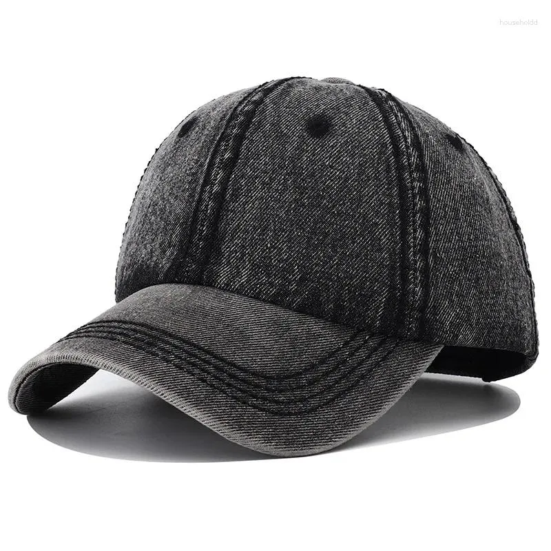 Ball Caps 2024 Retro Vintage Denim Cap Baseball Hat For Men Korean Style Solid Color Black Snapback Hats Women Gorras B2891