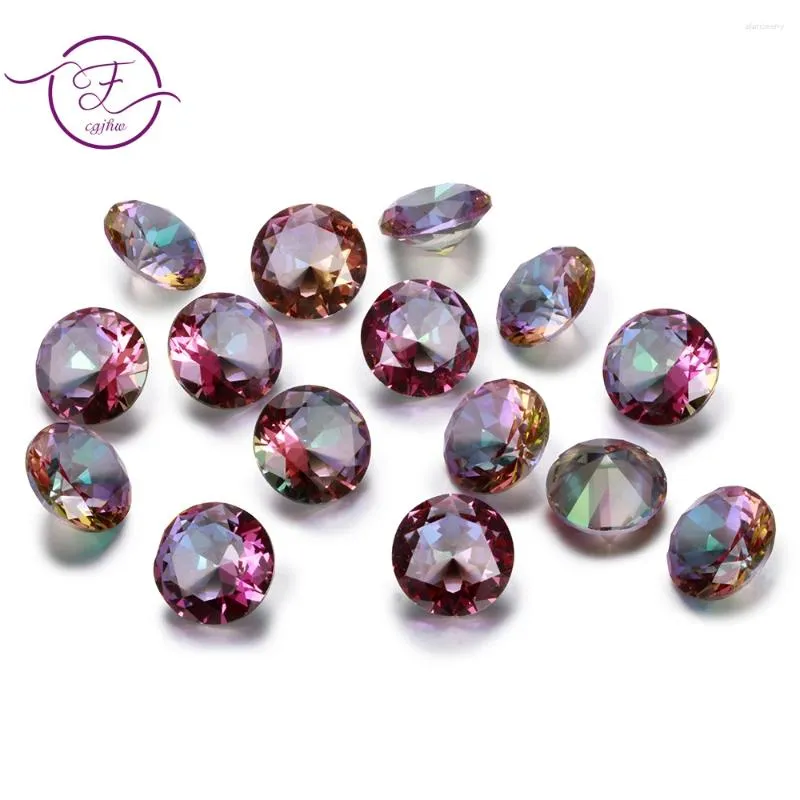 Loose Gemstones 3-8 Ct Cut Mysterious Rainbow Topaz Created Gemstone Round Square Stones For Ring Jewelry DIY Accessories 10 Pcs