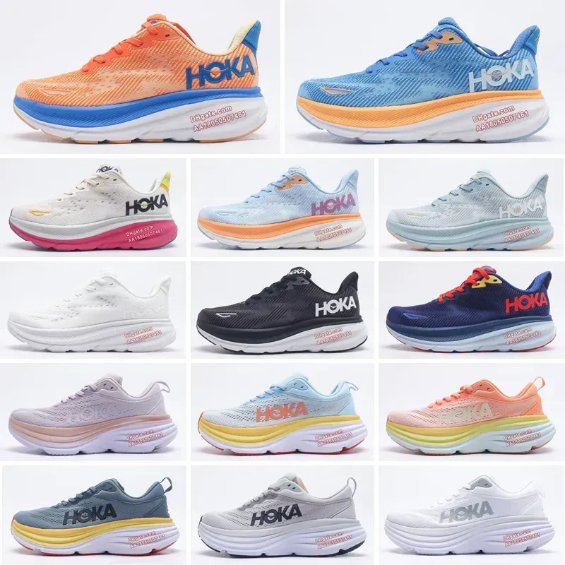 2023 HOKA ONE Bondi 8 Running Shoes Carbono Atlético Hokas Mulheres Clifton 8 9 Shifting Sand Designer Pessoas Livres Estilo de Vida Absorção de Choque Tempo de Voar Treinadores Tamanho 13