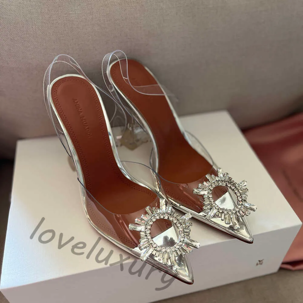 Wholesale Crystal Embellished PVC Pumps Begum Stiletto Heels Sandals With Slingback Strap For Womens Luxury Clear Dress Shoes And Evening Wear Factory Footwear At Only 32.32 DHgate.Com
