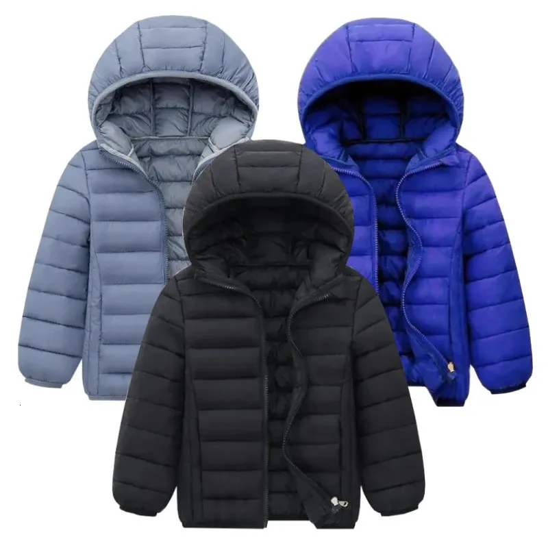 Crianças menino leve para baixo jaqueta outono inverno casacos crianças menina quente com capuz outerwear adolescentes estudantes roupas de algodão 614 anos 240122