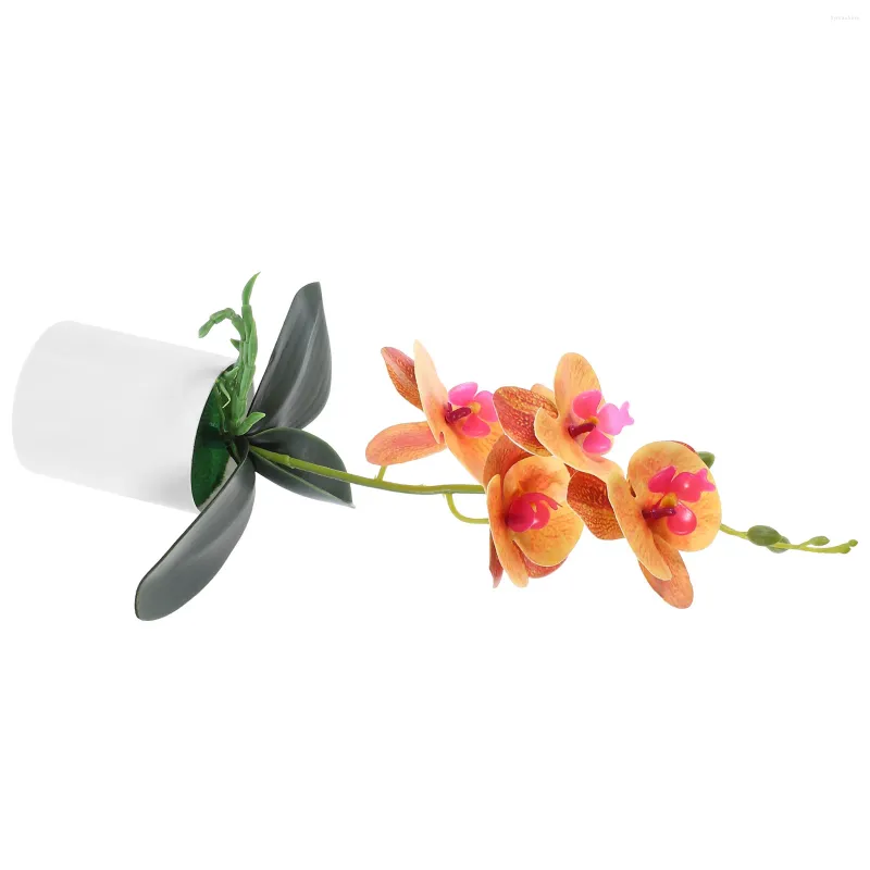 Fiori decorativi Orchidea artificiale Vaso in ceramica in vaso Orchidee Phalaenopsis finte bianche Vero tocco Bonsai Centrotavola per matrimoni in plastica