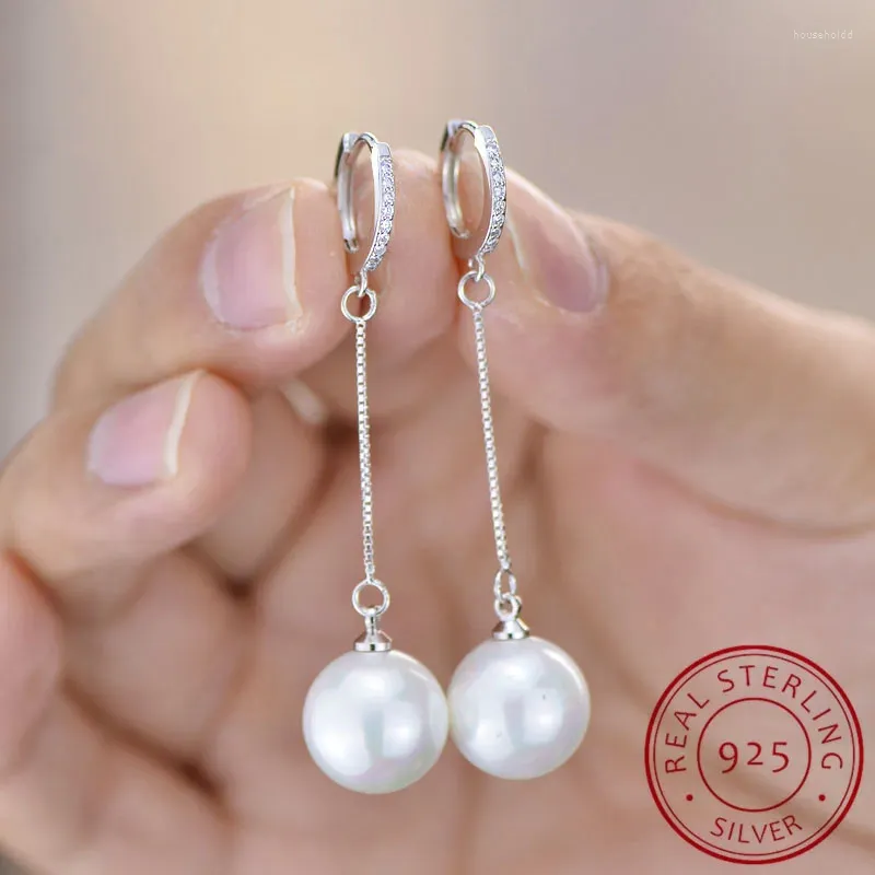 Dangle Earrings S925 Sterling Silver Pearl Women's Long 2024 Earbuds Circle Tassels Hypoallergenic Jewelry