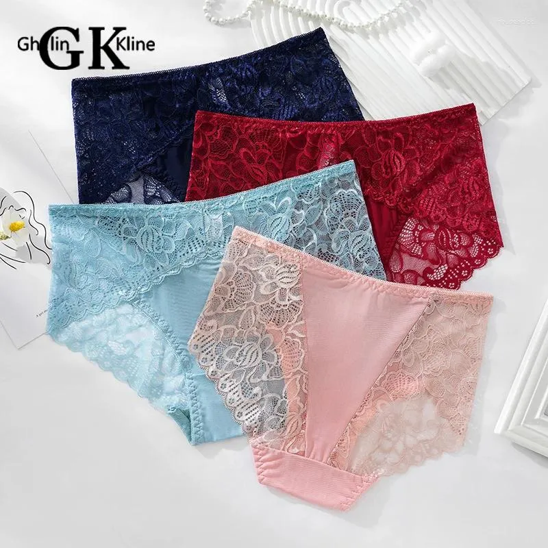 Women's Panties Sex Charm Temperament GK Brand Women Underwear Figure Solid Color Silk Satin Smooth Briefs Wholesale