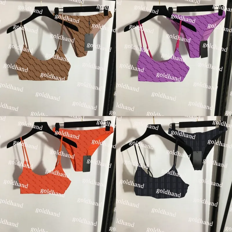 Luksusowe kantar stanik stanika stanika kobiet Dwuczęściowy litera stroju kąpielowego wydrukowana odzież bikini