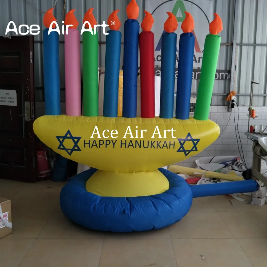 groothandel luchtgeblazen Chanoeka opblaasbare Menorah opblaasbare kaarsen voor Isreal Chanoeka decoratie