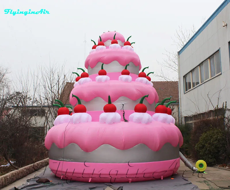 Gâteau d'anniversaire géant de 7 m 23 pieds de haut, gâteaux de mariage gonflables publicitaires pour la célébration d'anniversaire, vente en gros