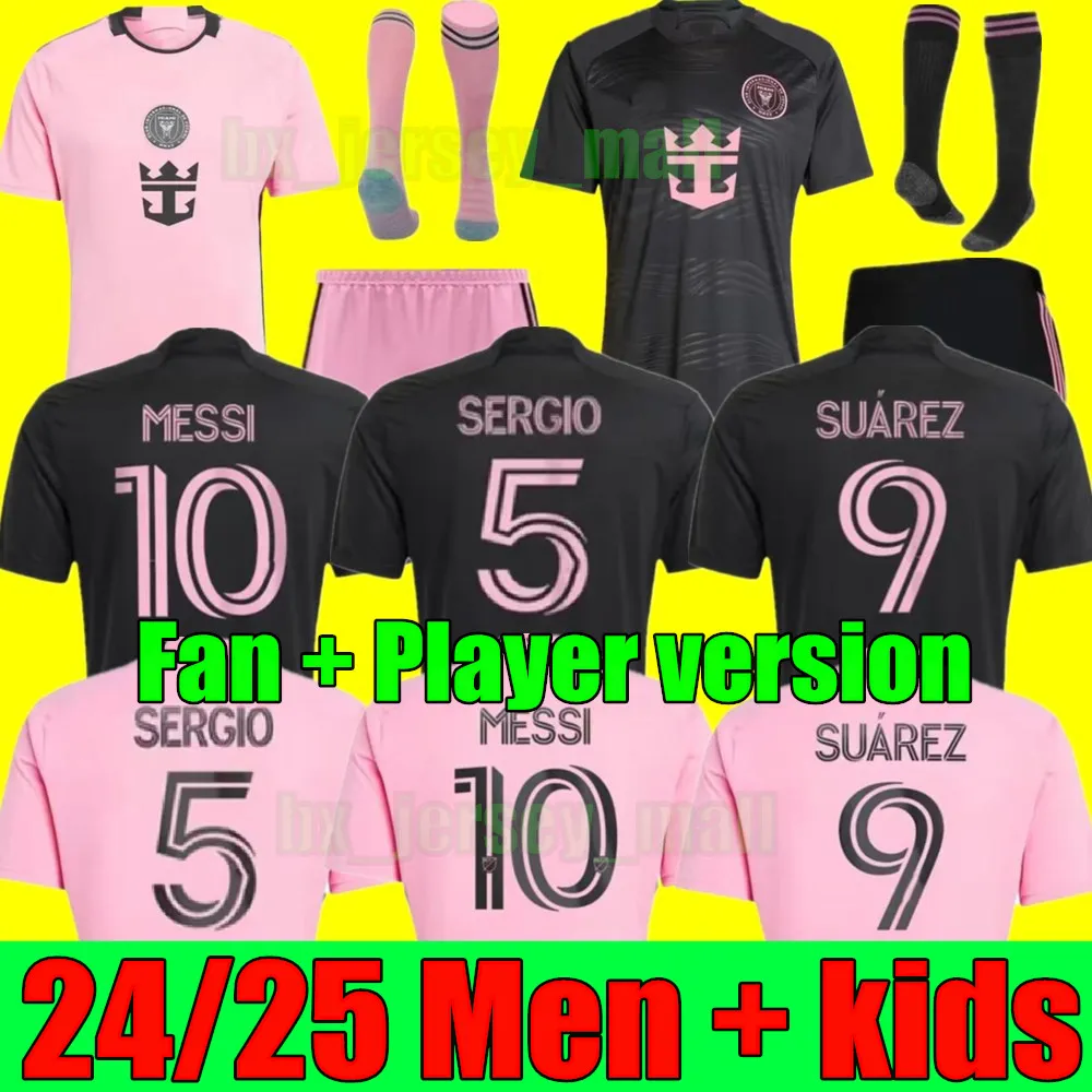 Nouveau S-4XL MESSIS 2023 2024 2025 Inter Miami CF Soccer Jerseys JORDI ALBA Manches longues SUAREZ YEDLIN BECKHAM MLS 23 24 25 Football Hommes Femmes Enfants Joueur Fans Version Chemise